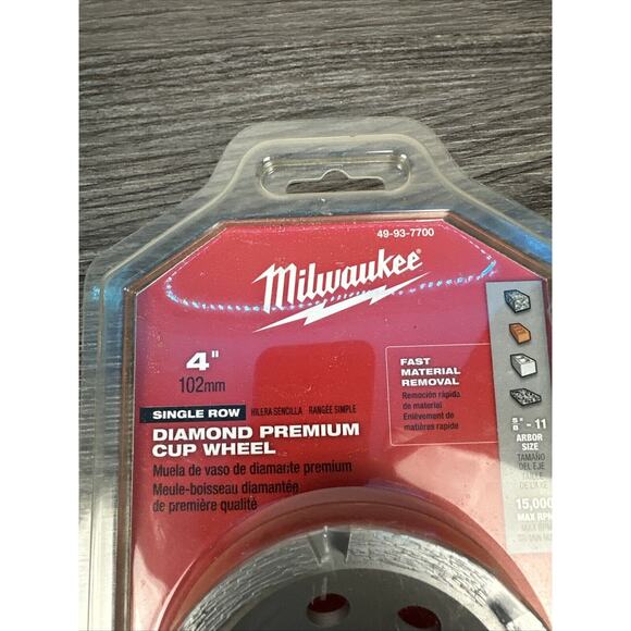 Milwaukee 49-93-7750 4" Diamond Cup Wheel Double Rim - Picture 2 of 4